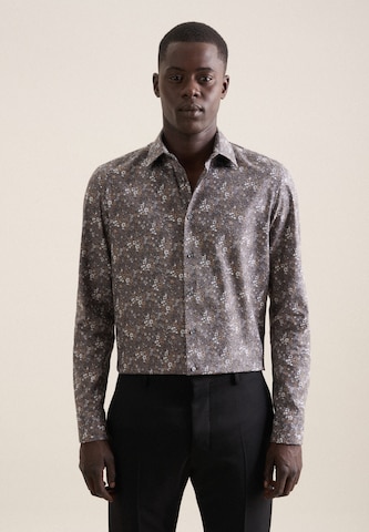 SEIDENSTICKER Slim Fit Hemd 'Smart Essentials' in Grau: Vorderseite