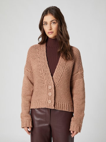 LENI KLUM x ABOUT YOU Knit cardigan 'Karli' in Brown: front