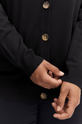 Fransa Curve Strickjacke 'BLUME' in Schwarz