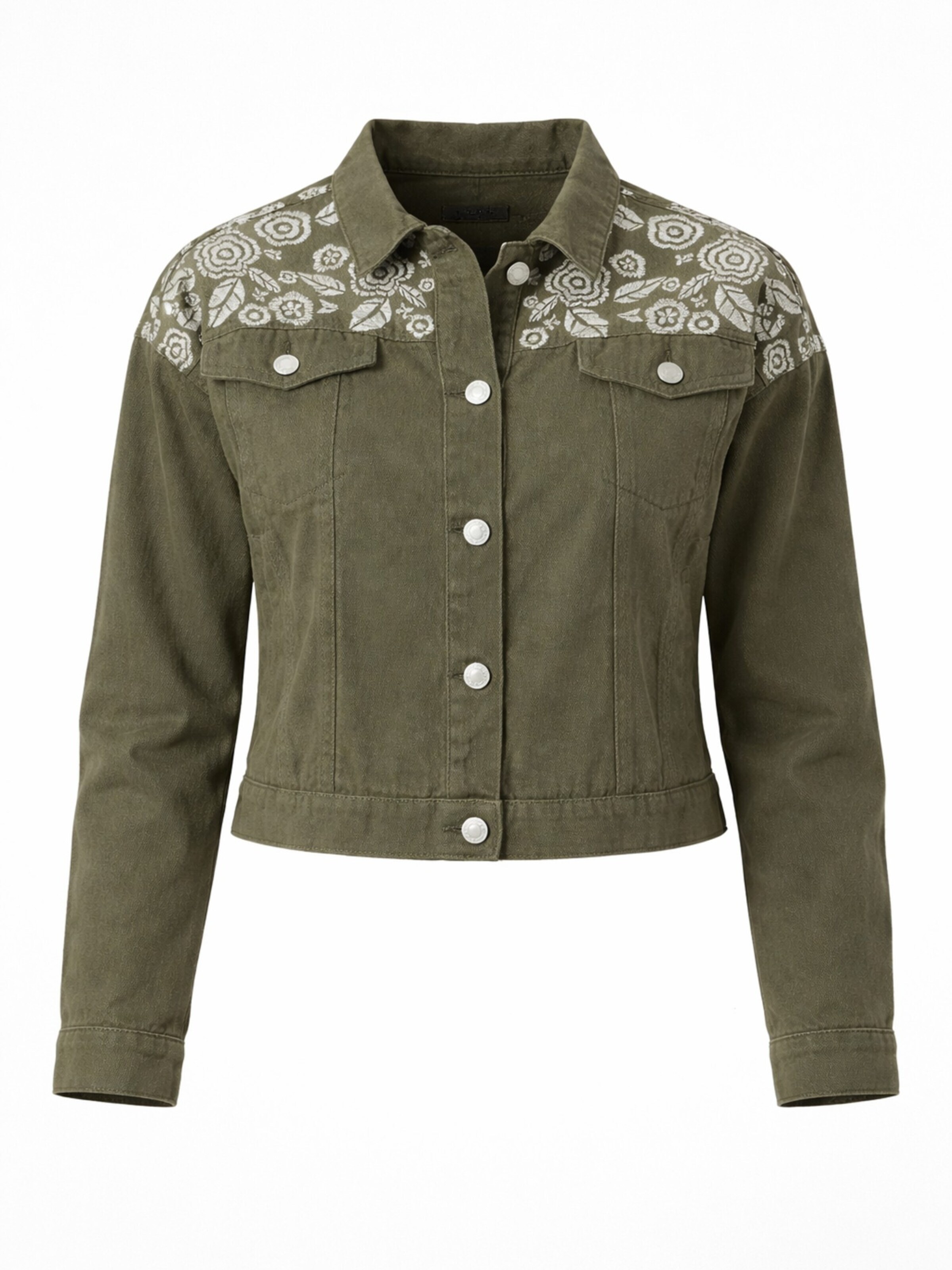 LEAFLETIC Winterjas 'Leafletic Women’s Denim Jacket' in Groen: voorkant