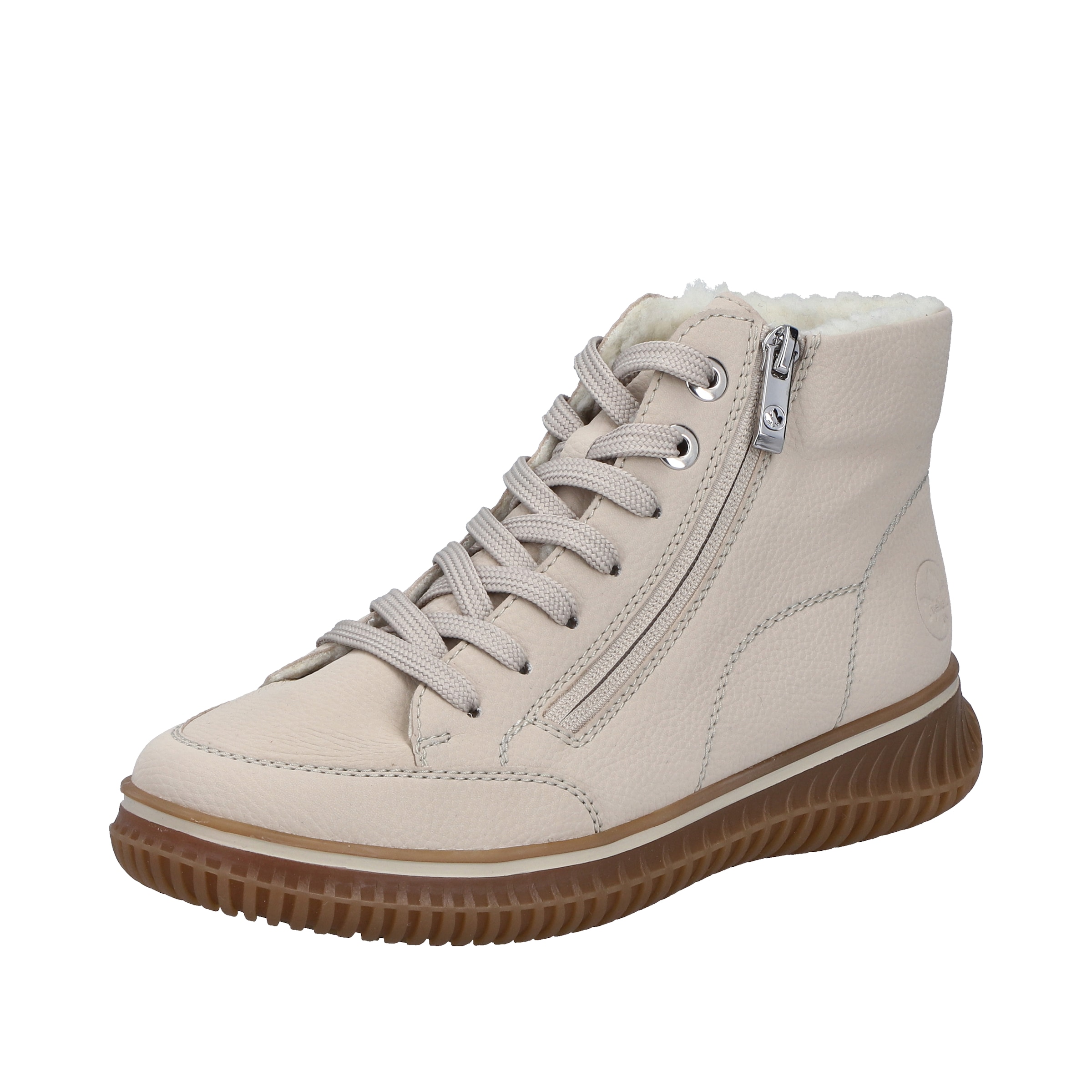 Rieker Lace-Up Ankle Boots in Beige: front