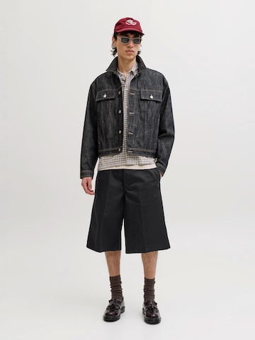 JACK & JONES Wide leg Pressveckad byxa 'JPSTOWEN DREW' i svart