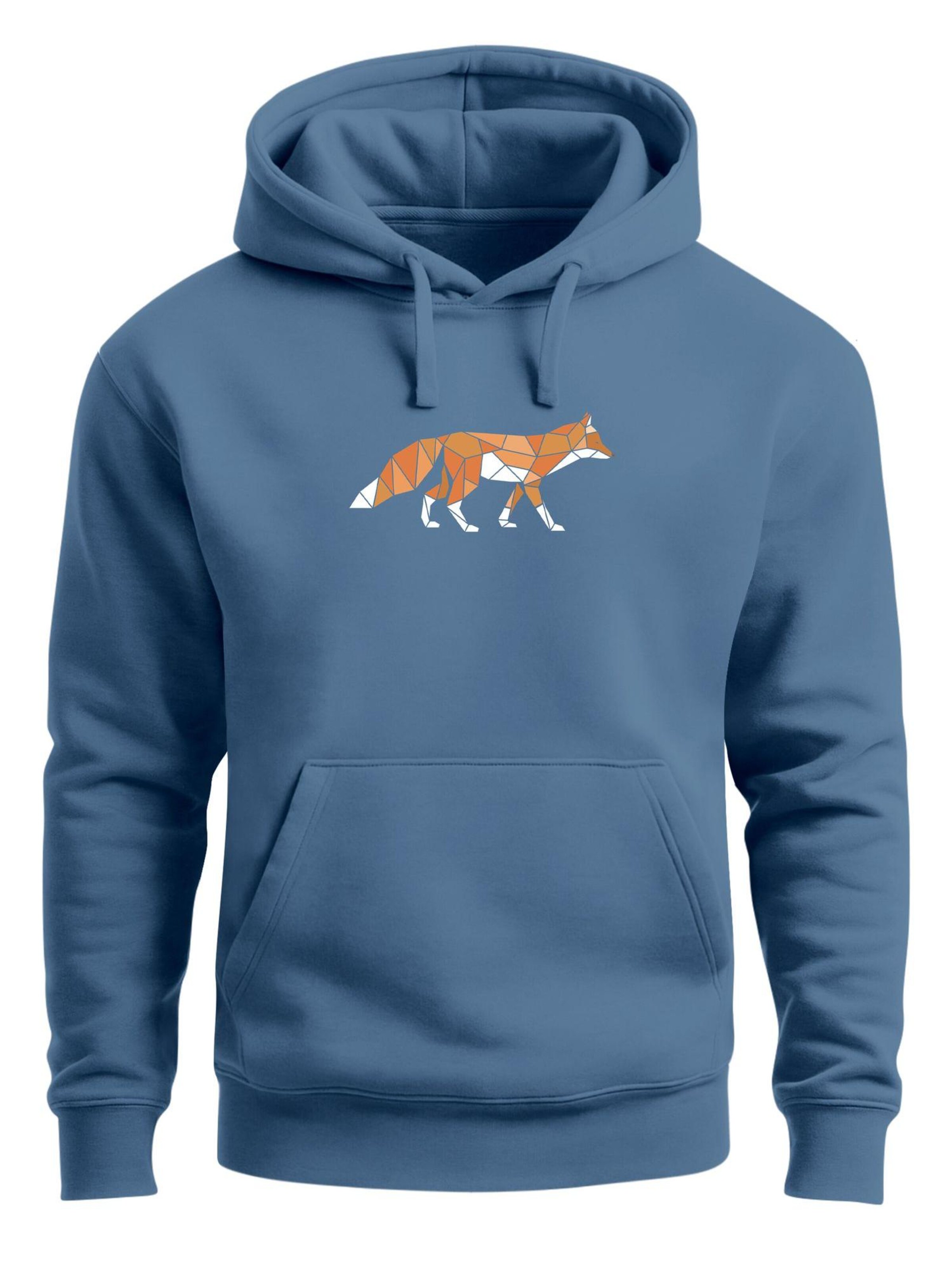 Neverless Sweatshirt 'Fuchs Polygon' in Blue: front