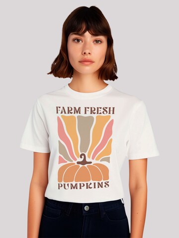 F4NT4STIC Shirt 'Farm fresh pumpkins' in Weiß: Vorderseite