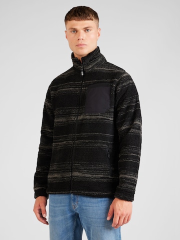 INDICODE JEANS Fleece Jacket 'Arwen' in Black: front