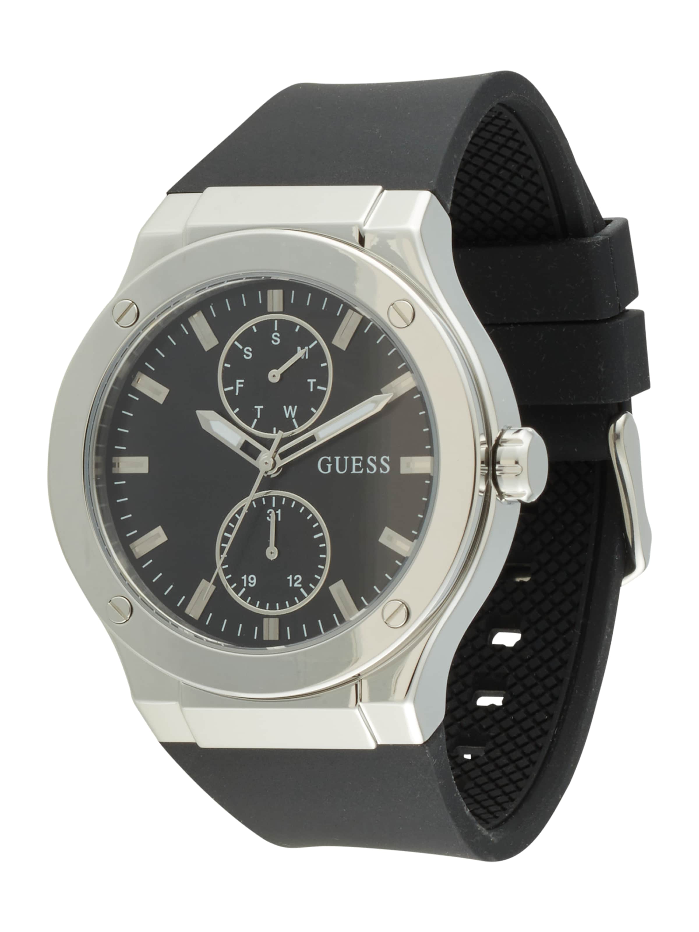 GUESS Uhr 'JET' in Schwarz: Vorderseite