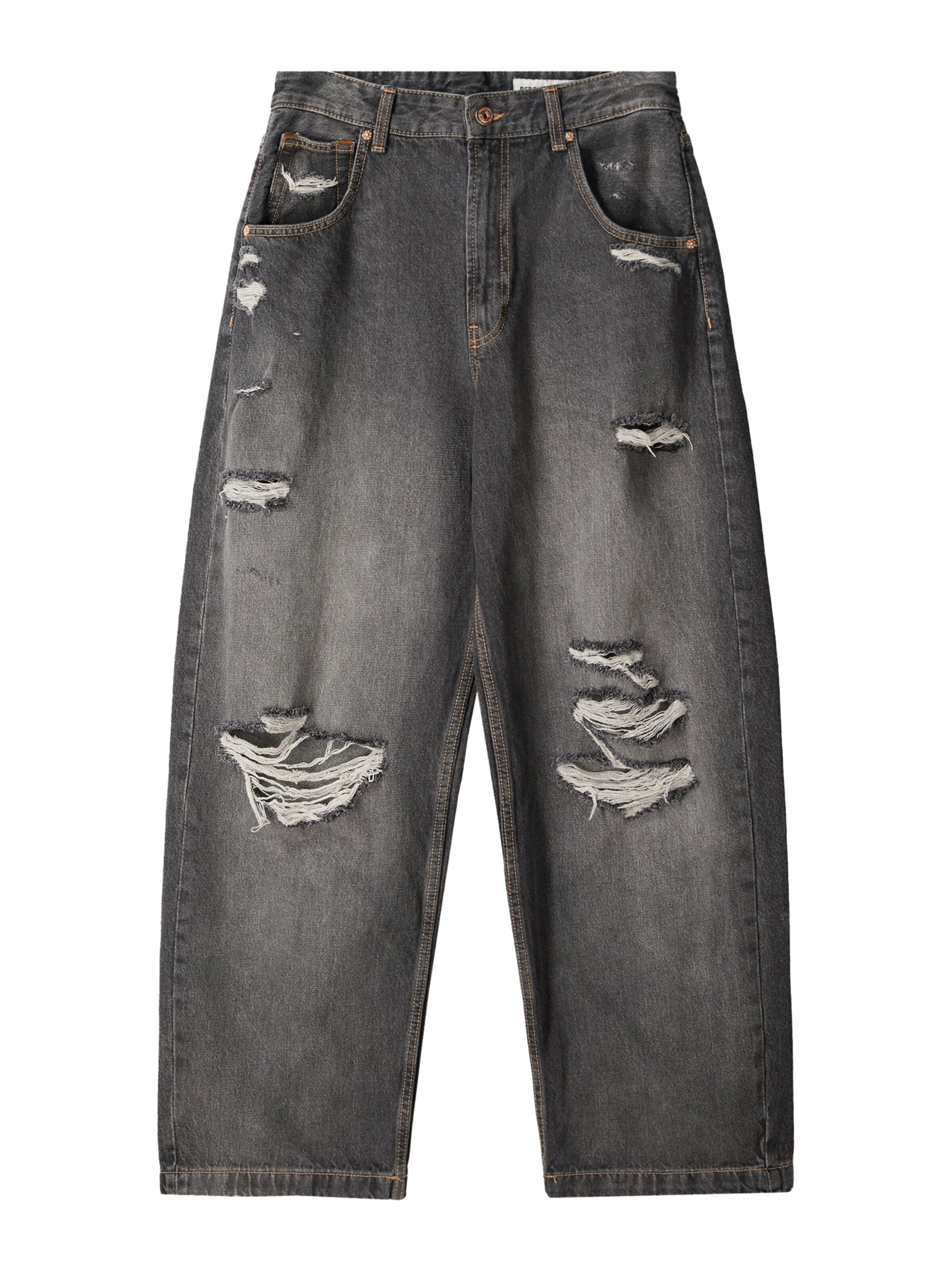 Bershka Baggy Jeans in Grey: front