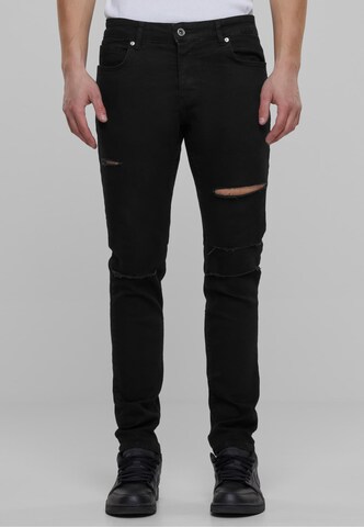 2Y Premium Skinny Jeans in Zwart: voorkant