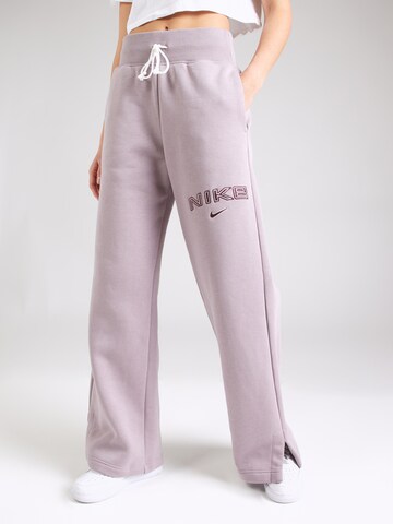 Nike Sportswear Široke hlačnice Hlače 'PHNX FLC' | vijolična barva: sprednja stran
