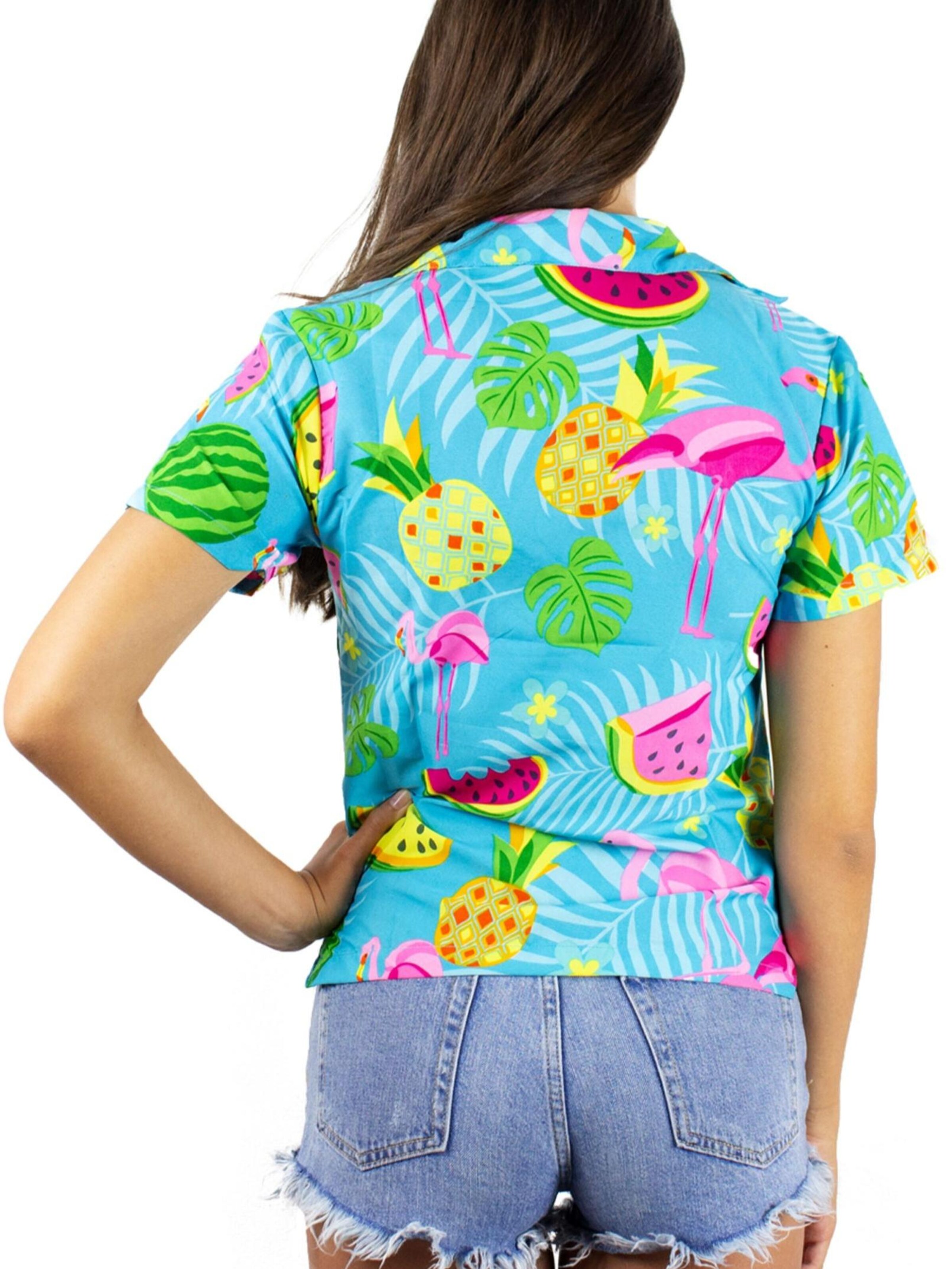 King Kameha Bluse 'Flamingo Melone'‌ in Blau