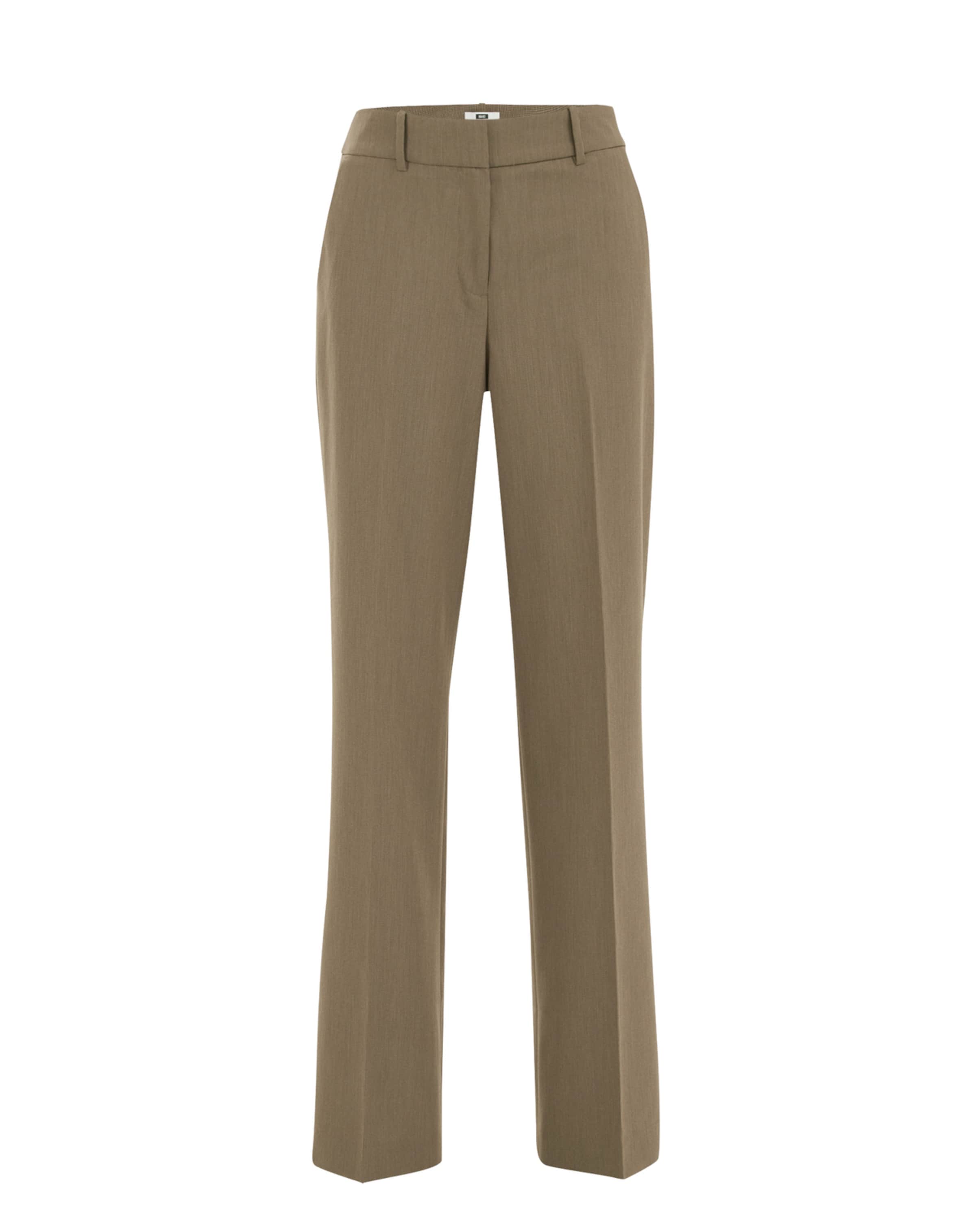 WE Fashion - Perna larga Calças com vincos em castanho: frente