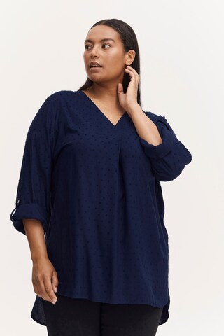 Fransa Curve Blouse 'Coya' in Blauw: voorkant