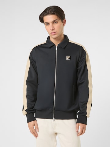 FILA - Sudadera con cremallera 'VAIANO relaxed taped track jacket' en negro: frente