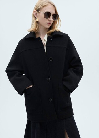 MANGO Between-Seasons Coat in Black: front