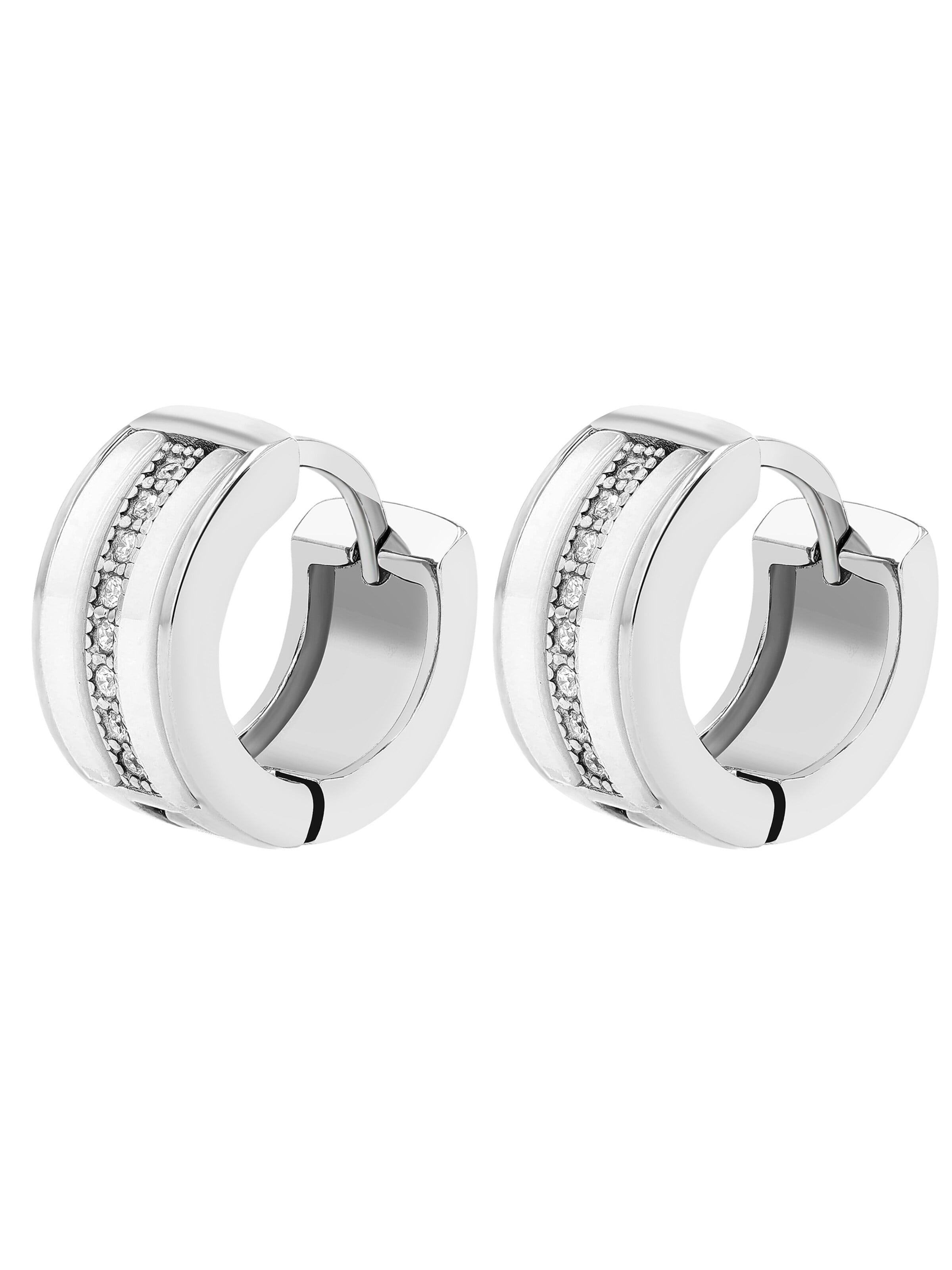 Akzent Earrings 'Edelstahl-Keramik, Zirkonia, langlebig' in Silver