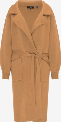faina Knitted Coat in Brown: front