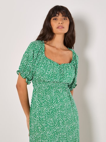 Apricot Spot Print Milkmaid Midi Dress ' ' in Grün