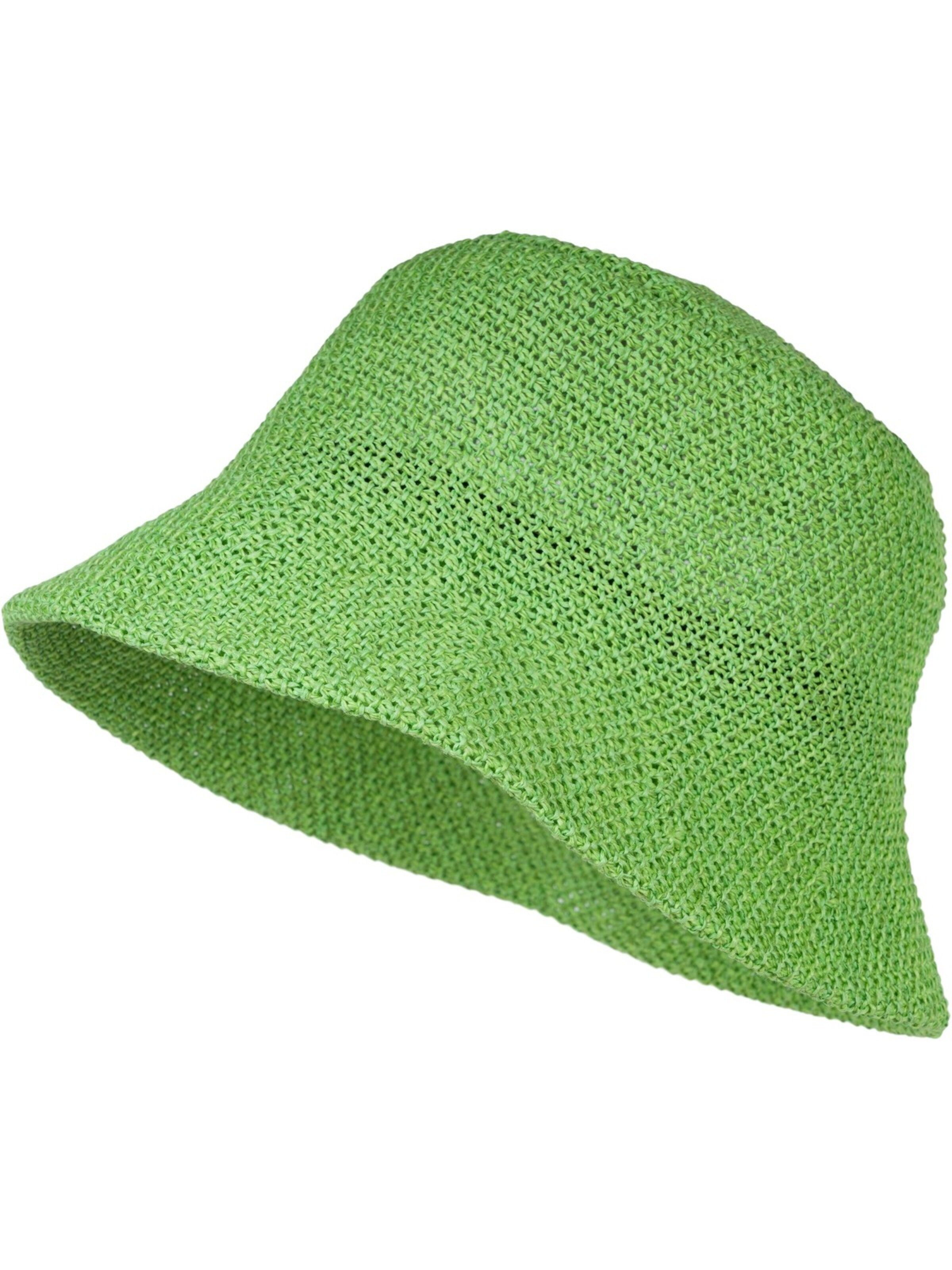 styleBREAKER Hut 'Fischerhut aus Papierstroh - Knautschhut'‌‌‌‌‌‌‌ in Grün: Vorderseite
