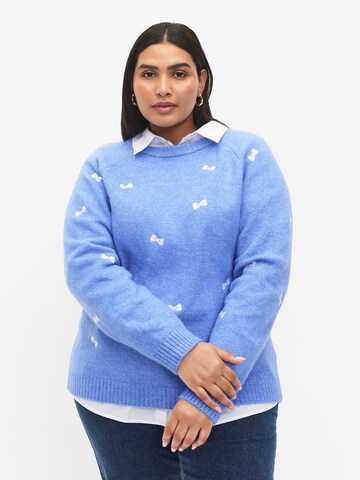 Zizzi Sweater 'MDAISY' in Blue: front