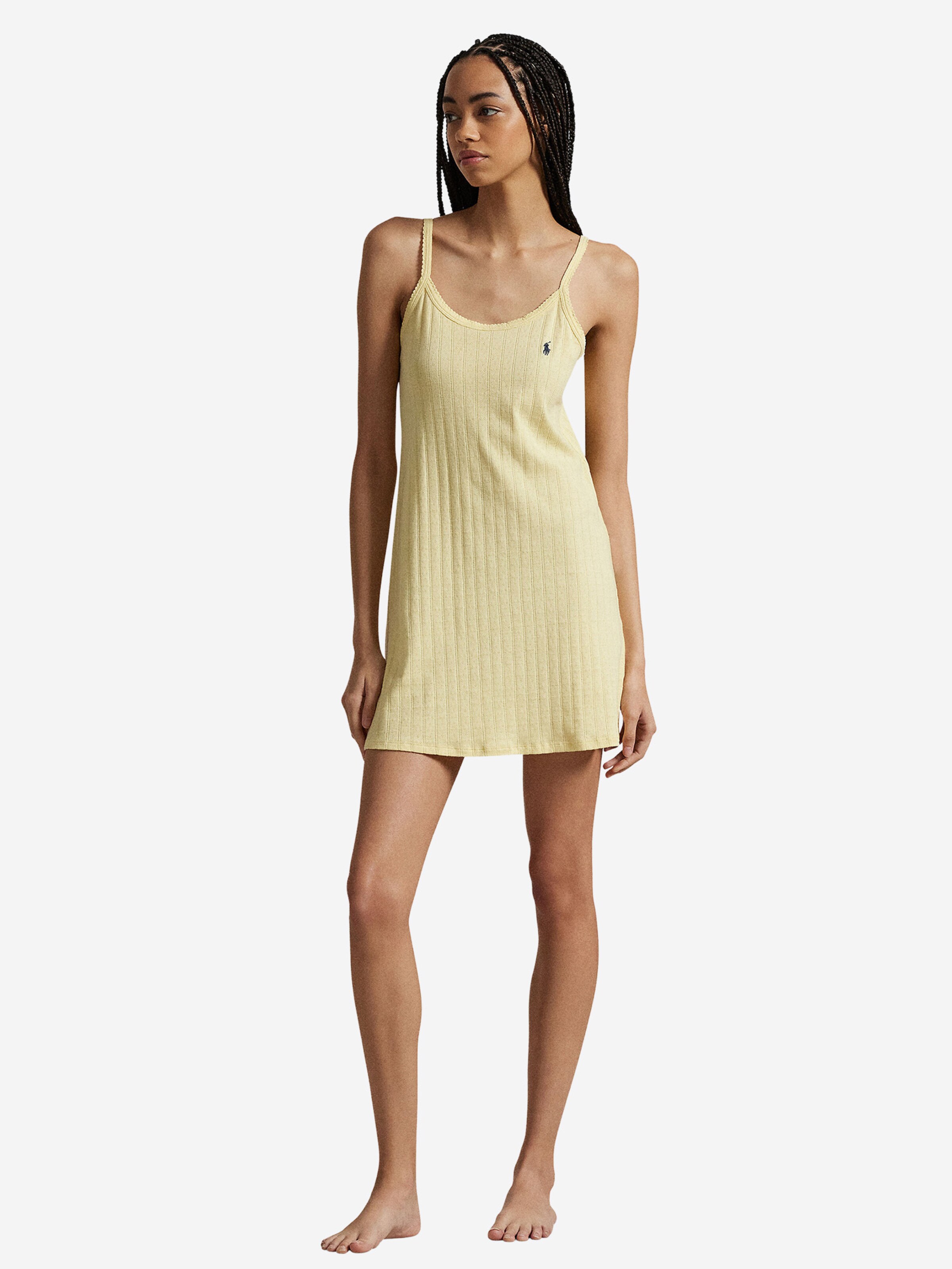 Chemise de nuit ' Slip Dress - Polo Pointelle ' Polo Ralph Lauren en jaune : devant