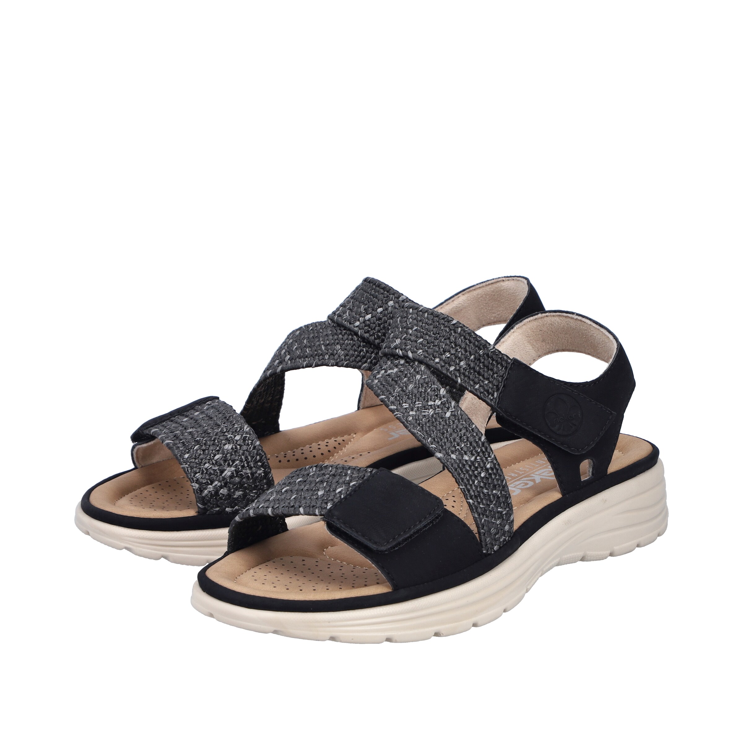 Rieker Strap Sandals in Black