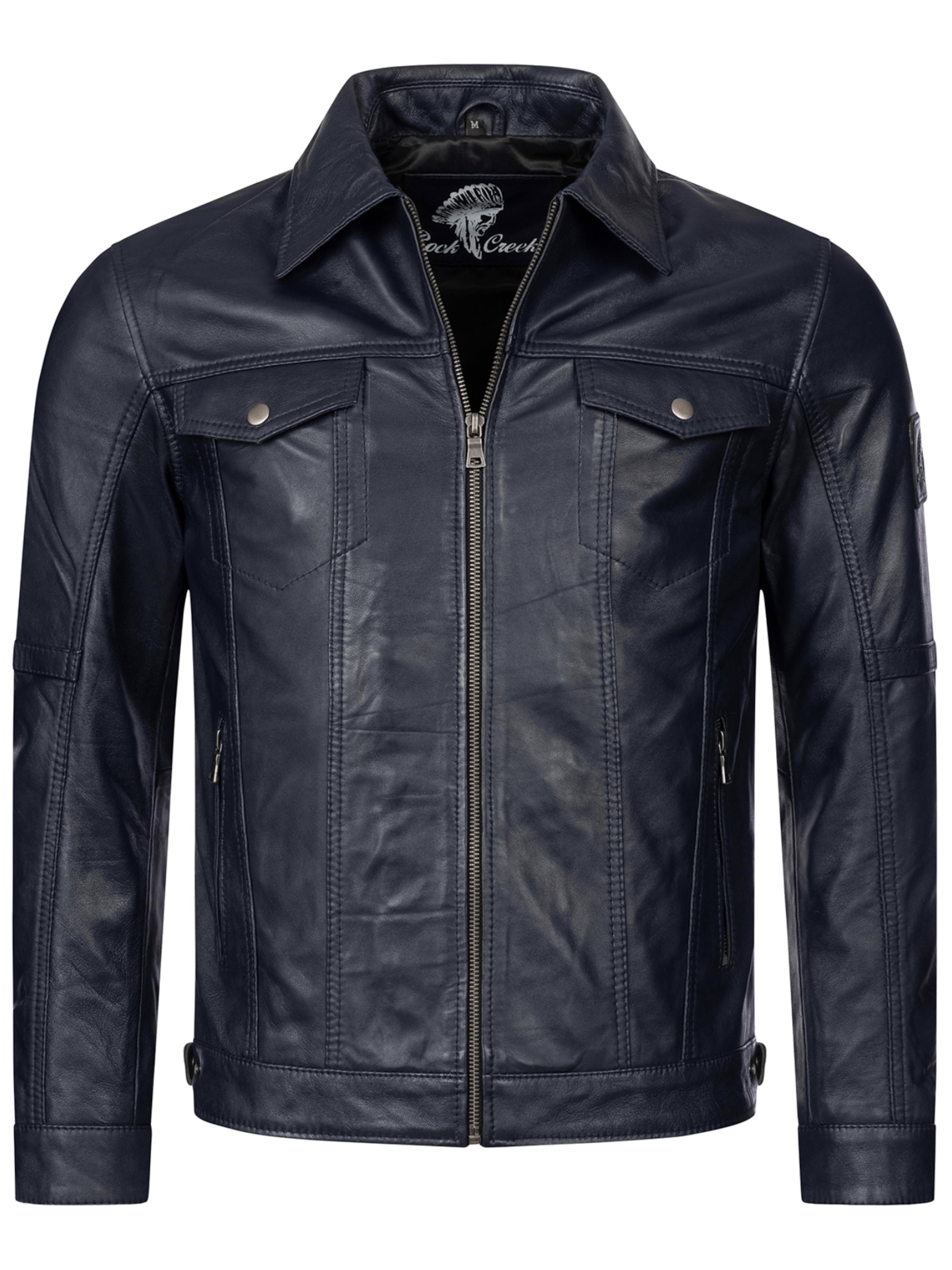 Rock Creek Lederjacke in Blau: Vorderseite