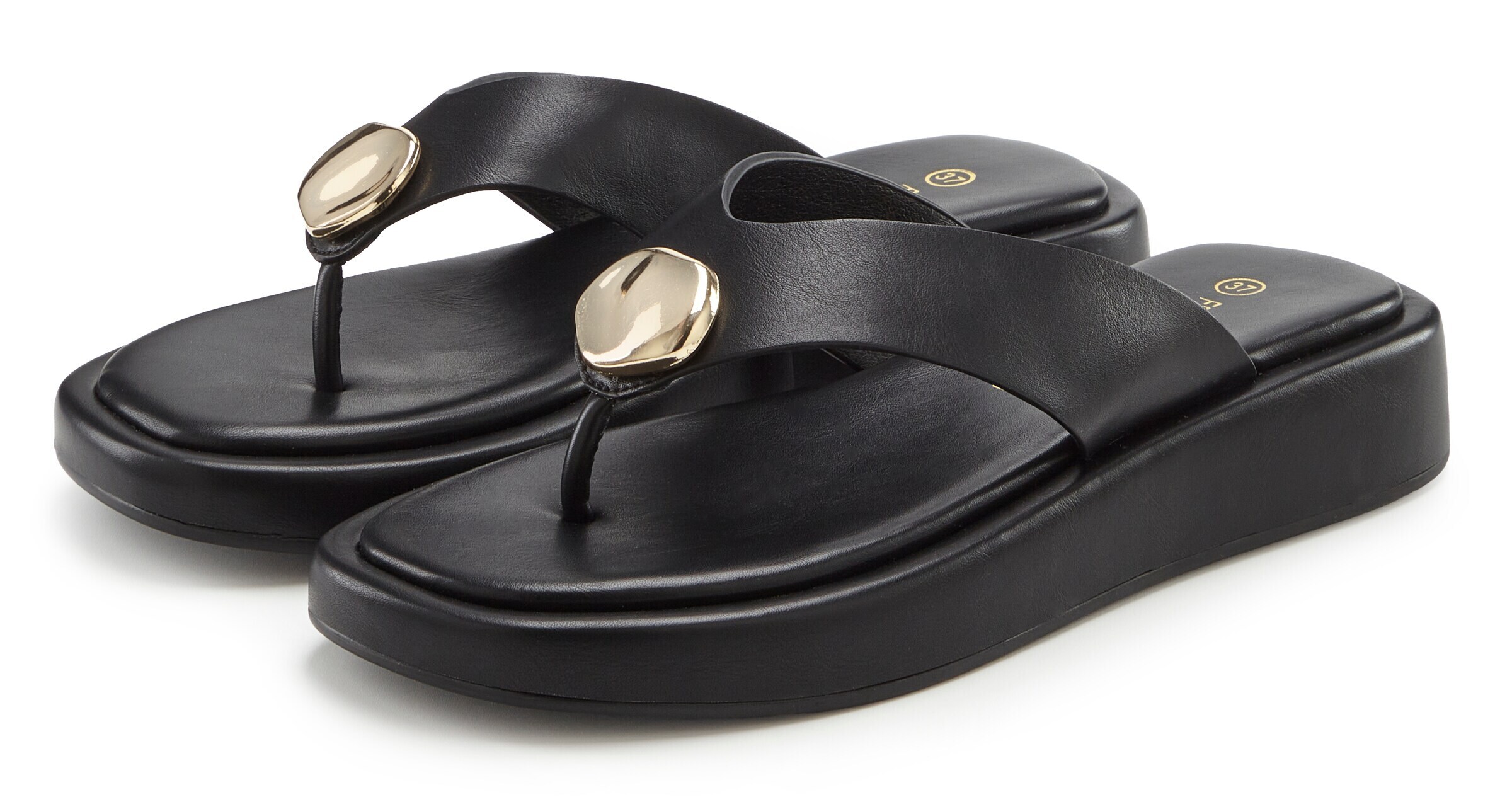 juoda FRENCH CONNECTION Šlepetės per pirštą