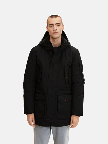 TOM TAILOR Parka 'Rough' in Schwarz: predná strana