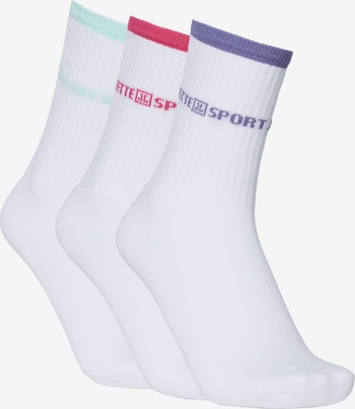 Jette Sport Socken in grün / violettblau / dunkelpink / weiß, Produktansicht