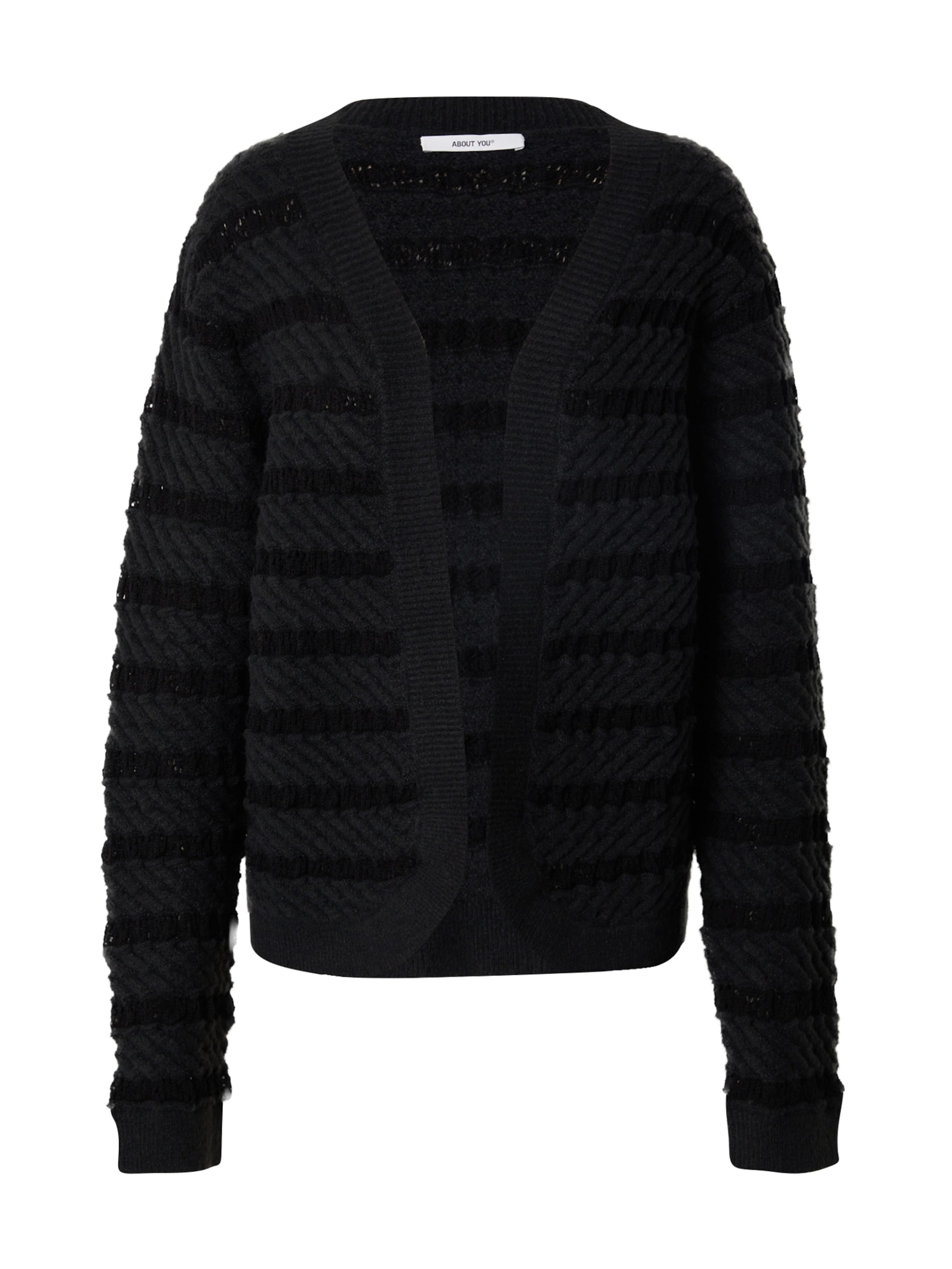 ABOUT YOU Knit cardigan 'Liv' in Black: front