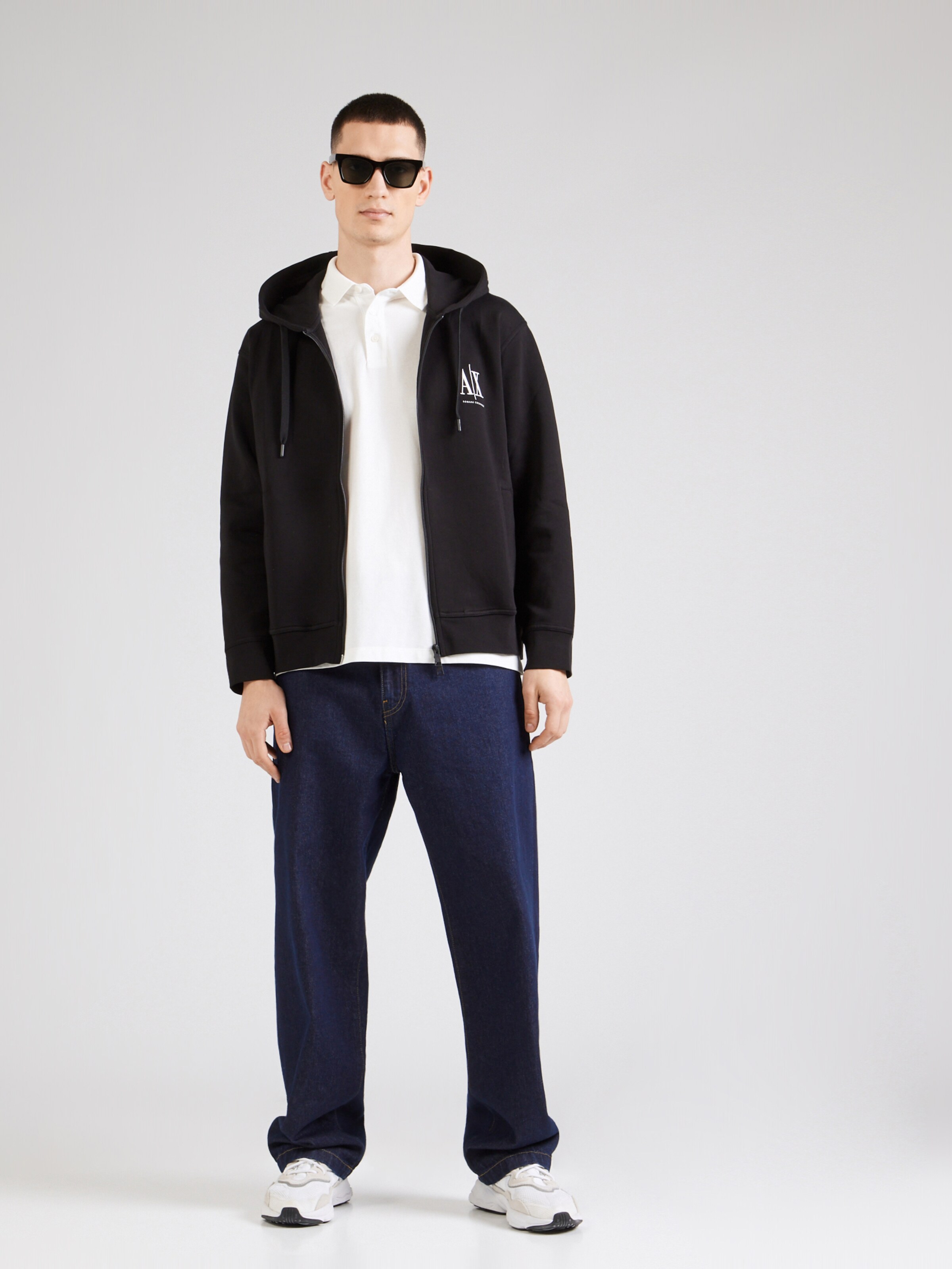 ARMANI EXCHANGE Zip-Up Hoodie in Black | ABOUT YOU