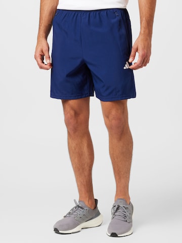 ADIDAS PERFORMANCE Regular Workout Pants 'Train Essentials' in Blue: front