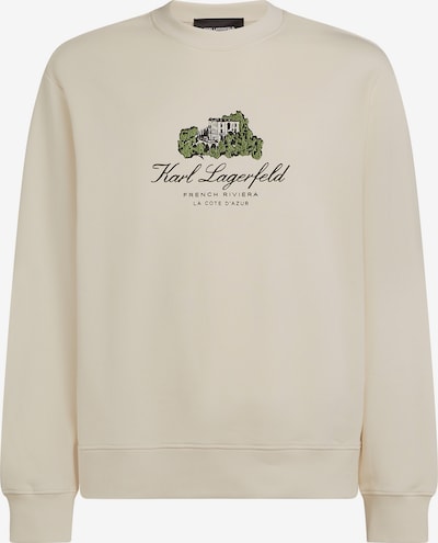 Megztinis be užsegimo 'Villa La Vigie' iš Karl Lagerfeld, spalva – kremo / žaliosios citrinos spalva / juoda, Prekių apžvalga