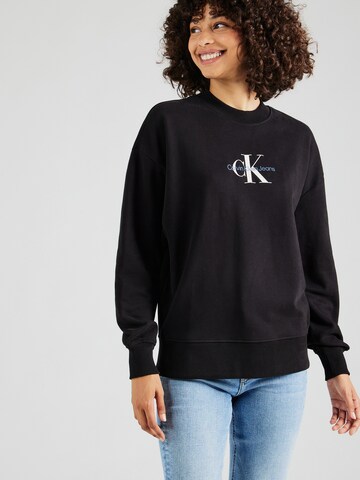 Calvin Klein Jeans Sweatshirt in Zwart: voorkant