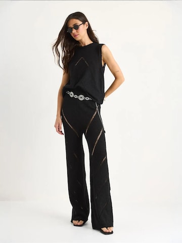 Bianco Lucci Set: Hose und Stricktop in Schwarz