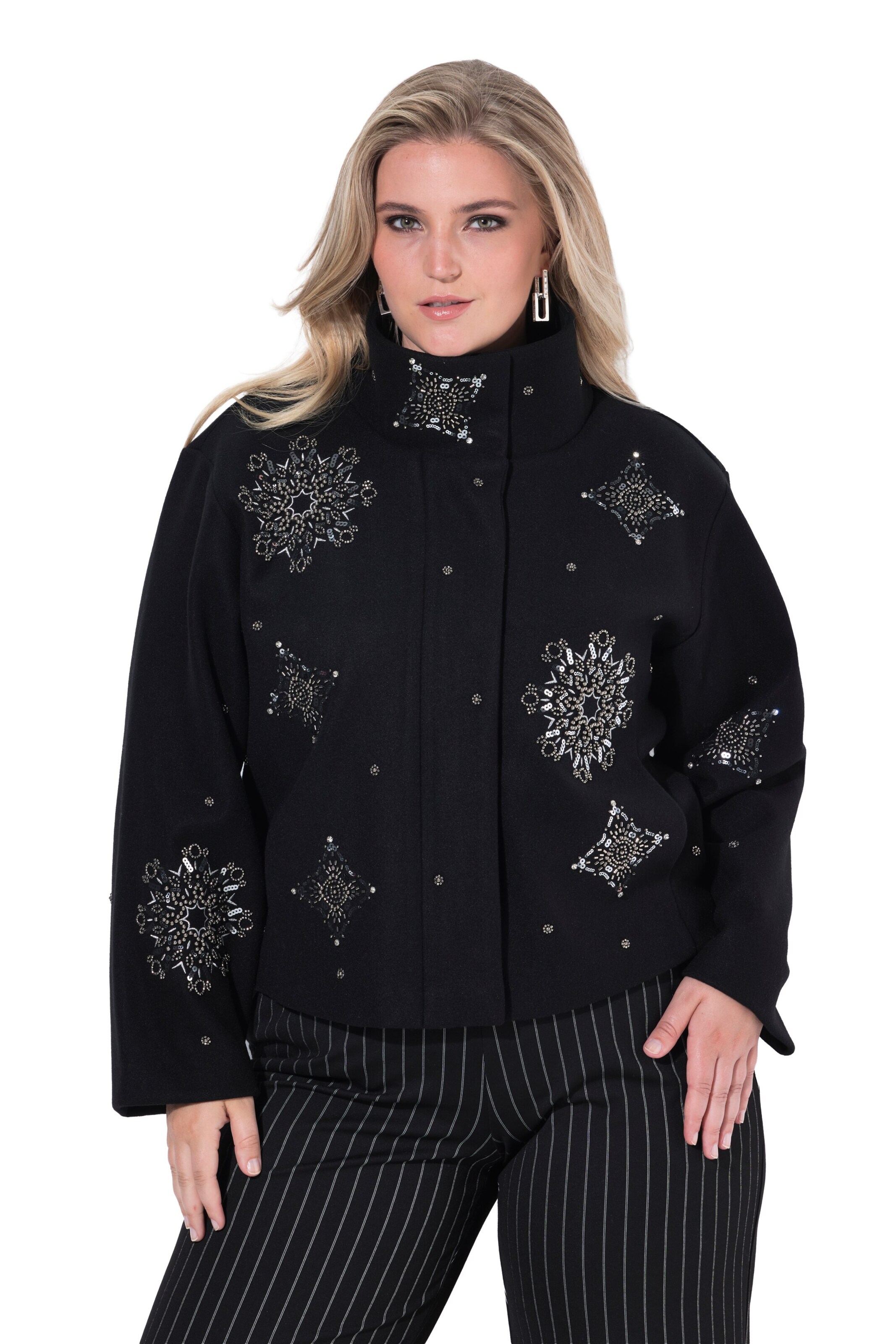 Ulla Popken Between-Season Jacket in Black: front