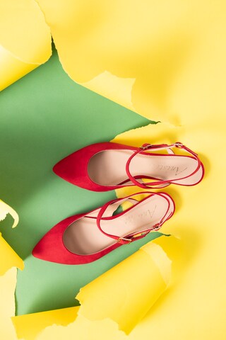 Aniston Plus Ballet Flats with Strap in Red