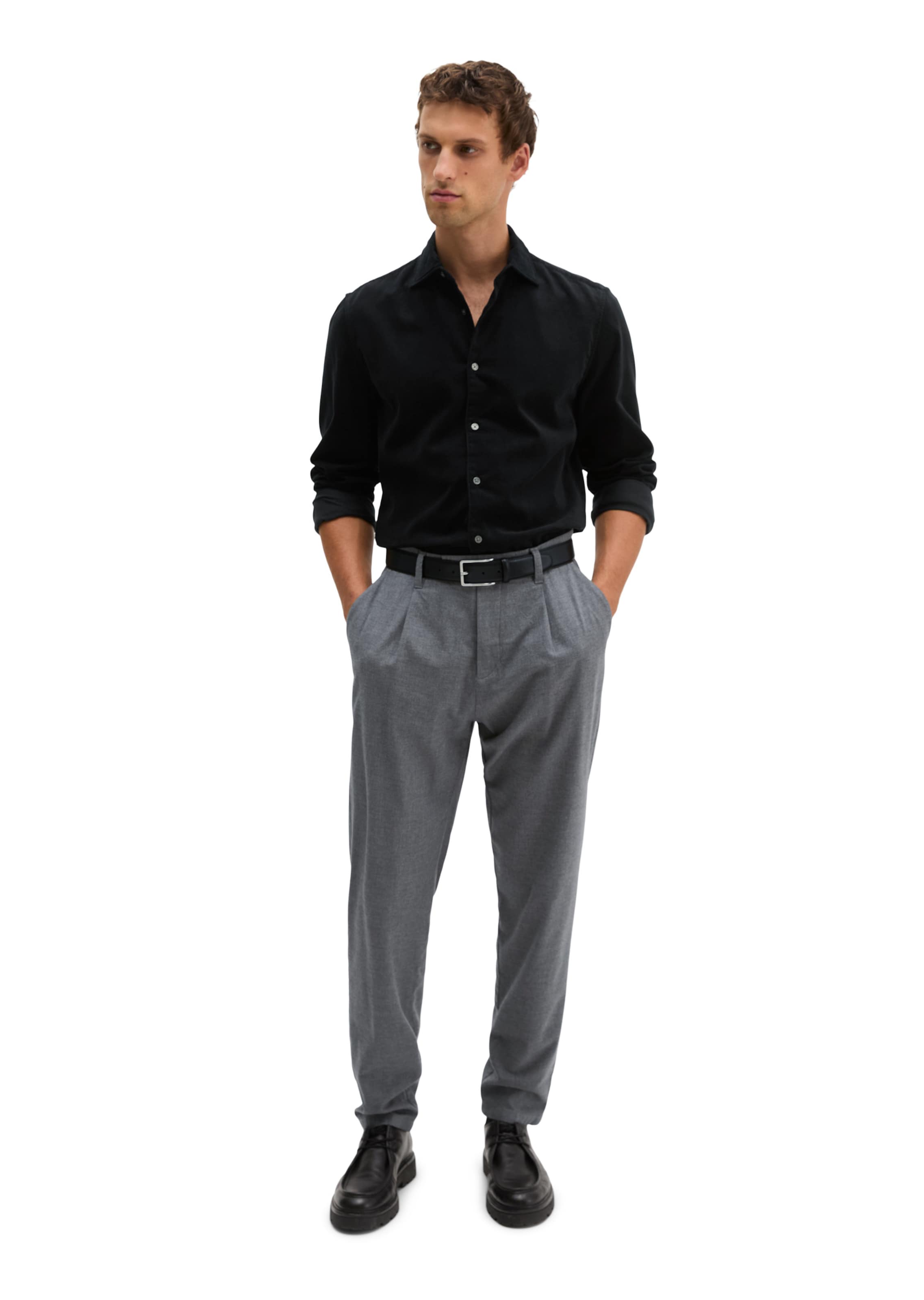 Marc O'Polo Regular fit Button Up Shirt in Black: front