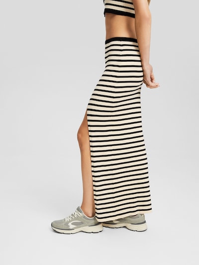 Bershka Jupe en noir / blanc cassé, Vue avec produit