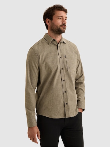 VANGUARD - Ajuste regular Camisa 'Shirt with button closure and jacquard pattern' en beige