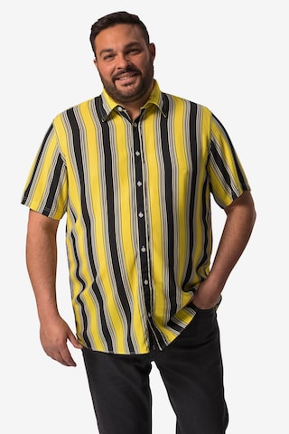 Men Plus Comfort fit Button Up Shirt in Yellow: front