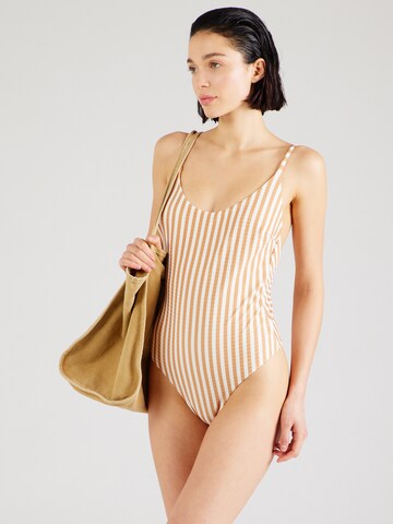 RIP CURL Bralette Swimsuit 'CHEEKY' in Beige: front