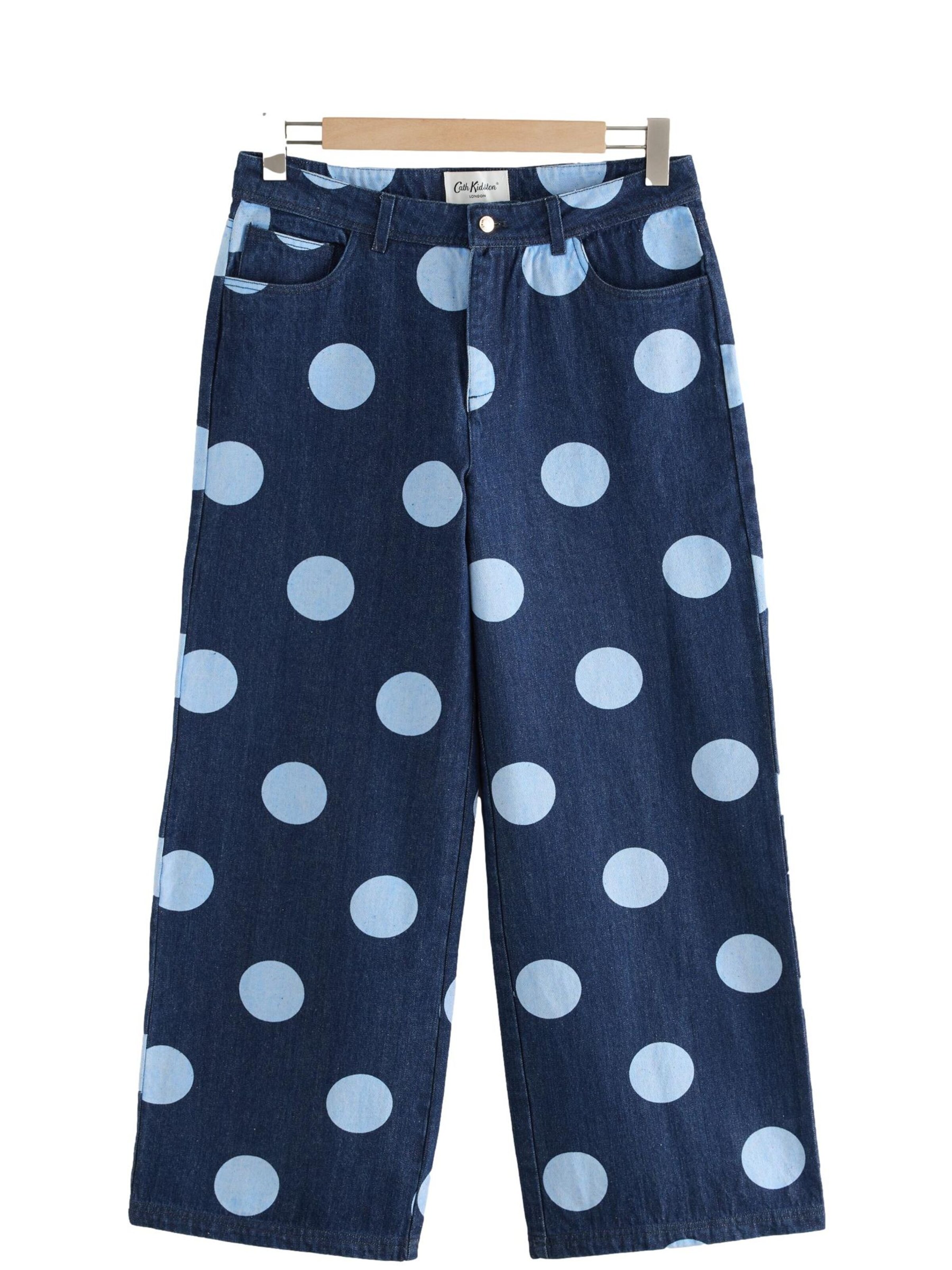 Cath Kidston - Perna larga Calças de ganga em azul: frente