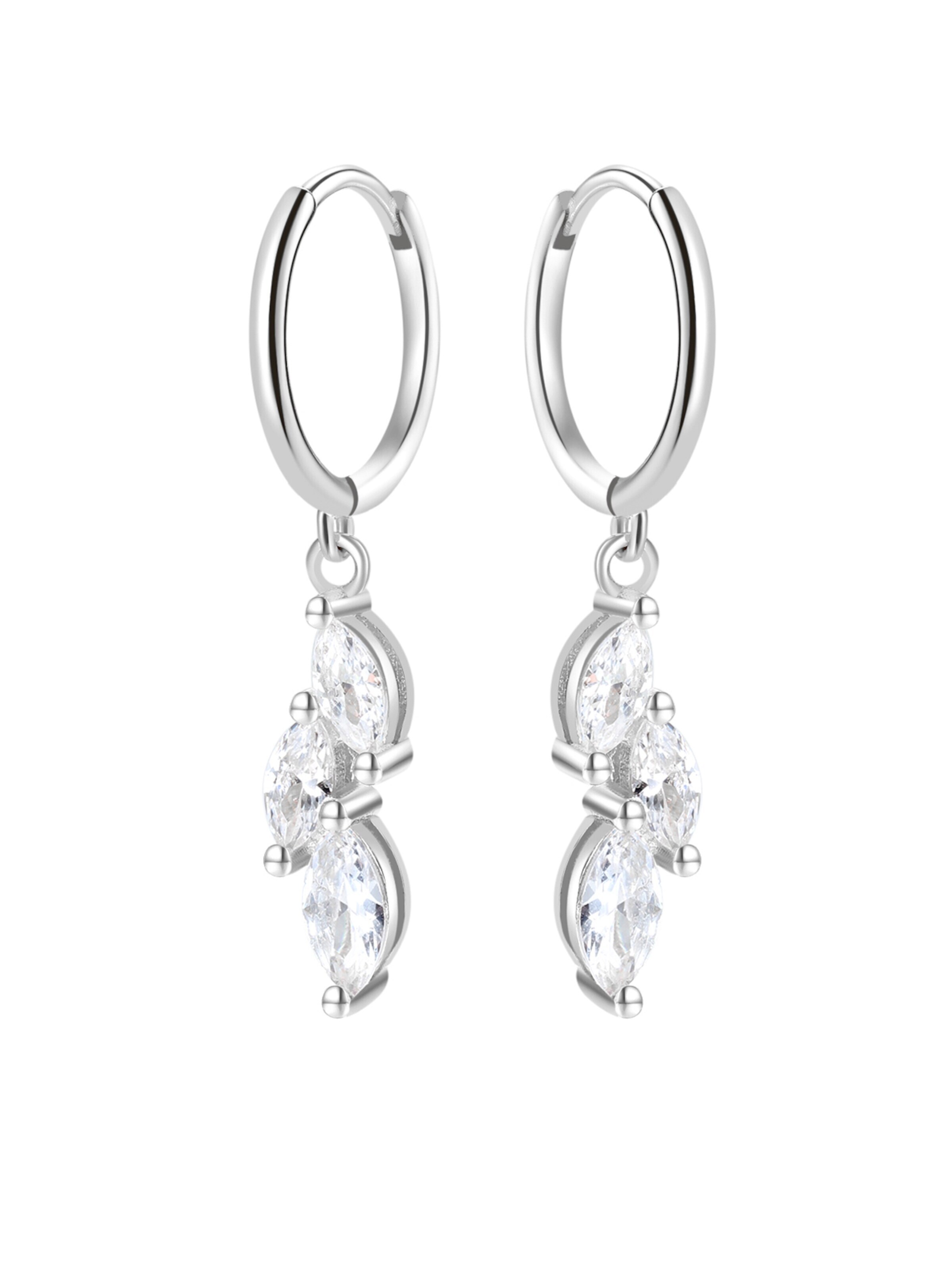 Hey Happiness Ohrringe 'Cluster Huggie'‌‌ in Silber: Vorderseite