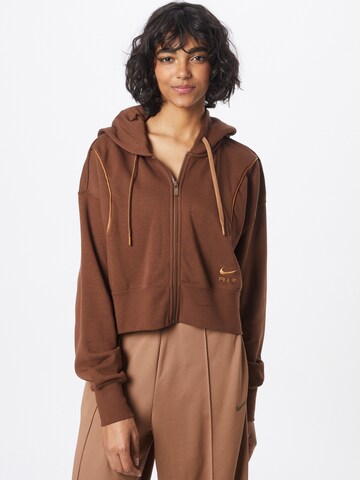 Nike Sportswear Zip-Up Hoodie in Brown: front