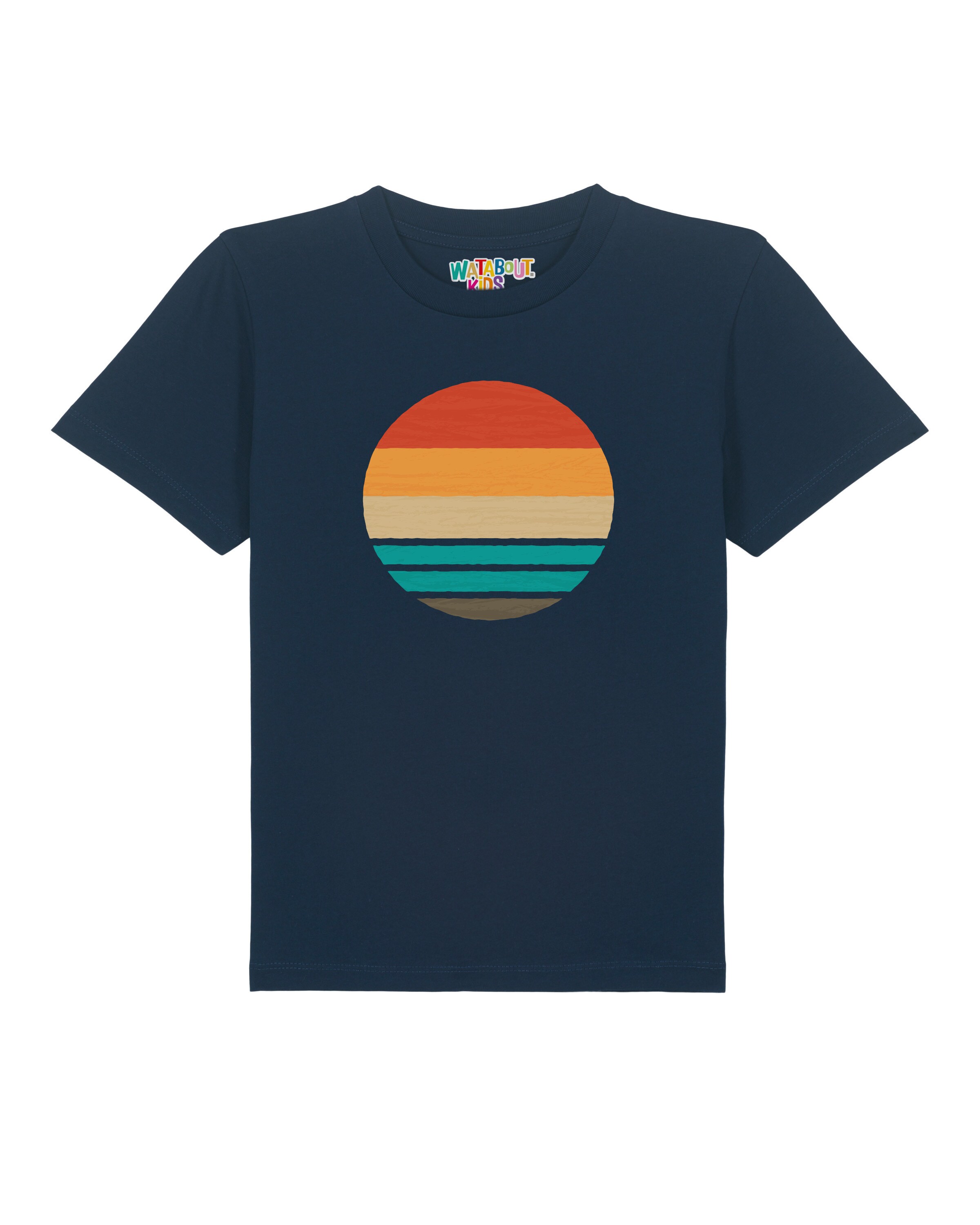T-Shirt 'Retro Sunset Ocean' watabout.kids en bleu : devant