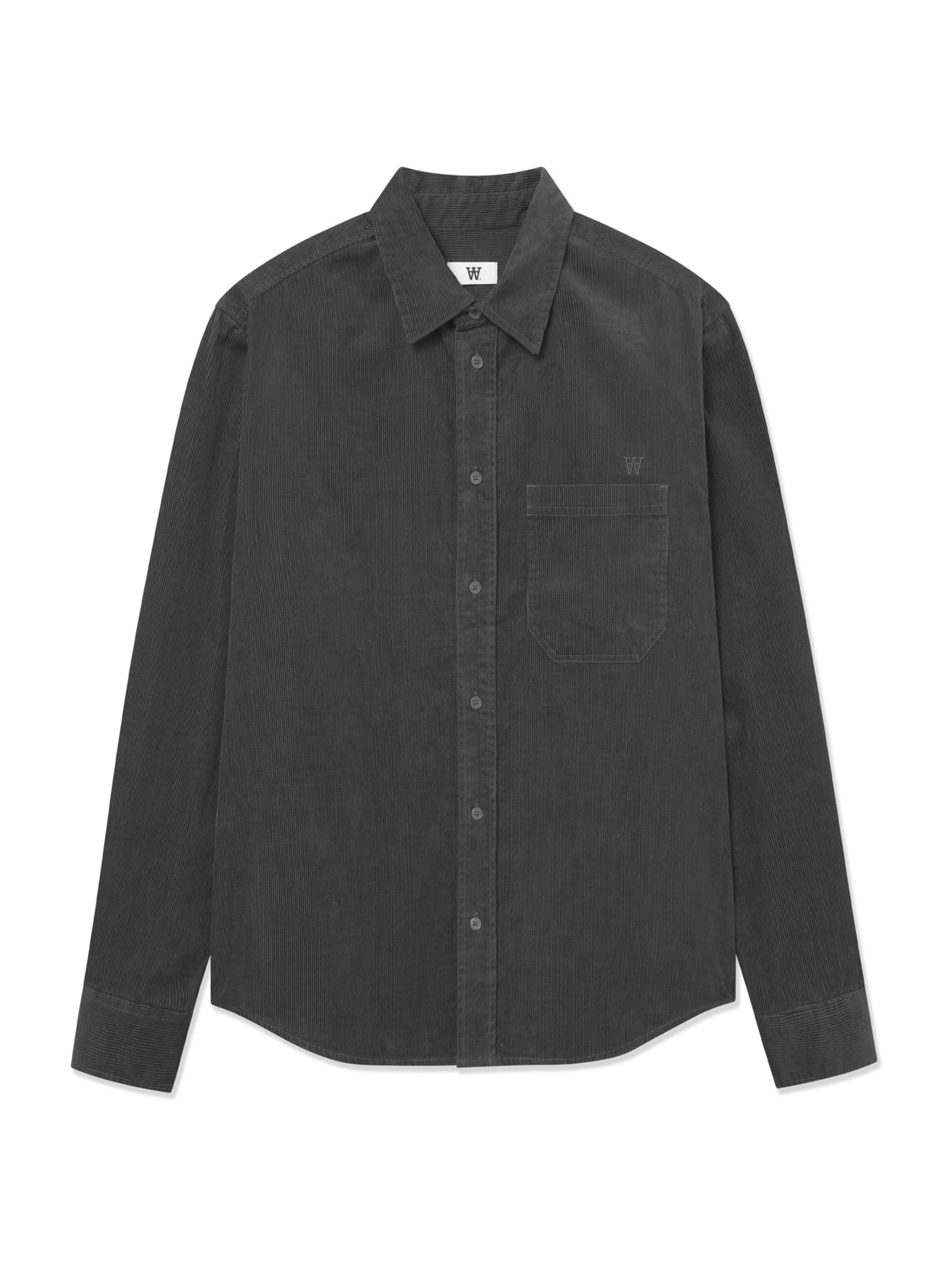 WOOD WOOD Классический крой Рубашка 'WWCooper' в Черный: спереди