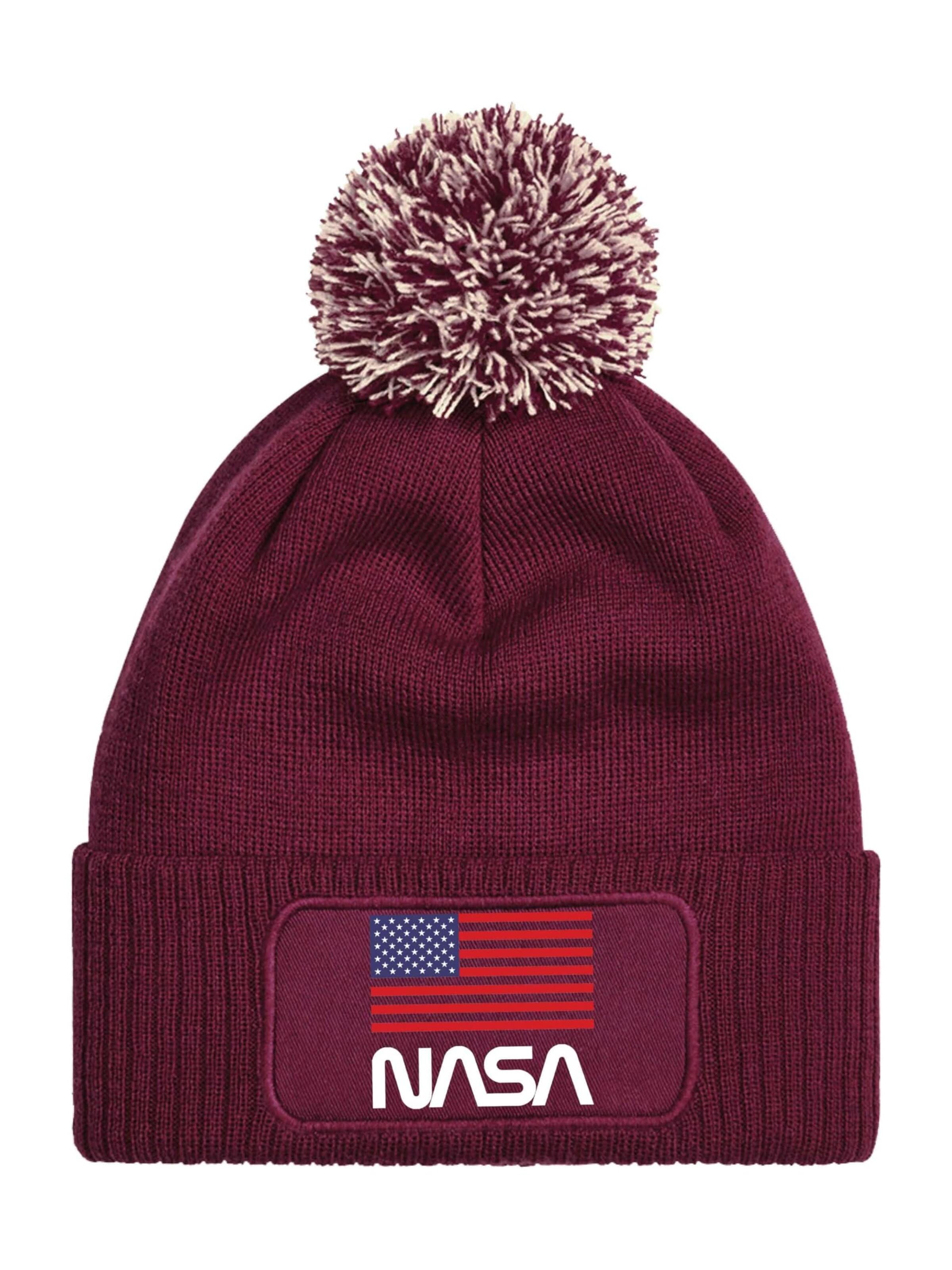 Youth Designz Beanie 'NASA USA' in Red: front