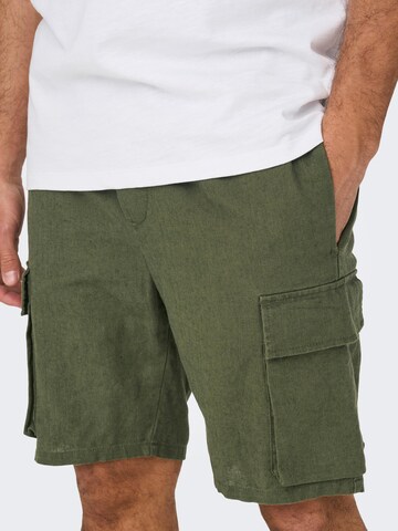 Regular Pantalon cargo 'Sinus' Only & Sons en vert