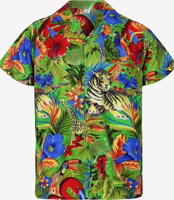 King Kameha Shirt 'Jungle' in Green: front